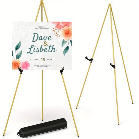 Display Easel Stand For Wedding Sign Artist Instant Tripod Collapsible Portable Floor Easel For Posters 63 Adjustable Easy Folding Metal Stand For Display Show | Temu Portable Whiteboard, Whiteboard Stand, Floor Easel, Metal Easel, Artist Easel, Art Noir, Pink Xmas, Wedding Display, Wedding Painting