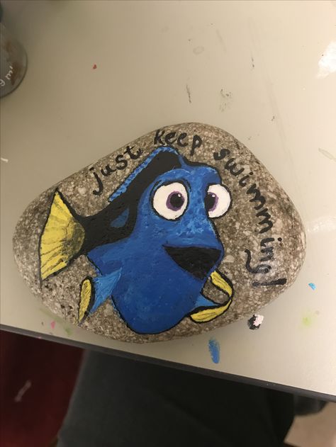 Garden Rocks, Just Keep Swimming, Rocks Painted, Keep Swimming, Finding Dory, Kindness Rocks, Painted Rock, Rock Garden, Rock Painting