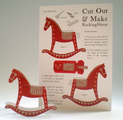 Cardboard Cut-Out Rocking Horse::Needs a tail! Could do other animals as well.. . Rocking Horse Template, Alice Melvin, Horse Template, Printable Toys, Horse Cards, Paper Furniture, Rocking Horses, Paper Doll House, Dollhouse Printables