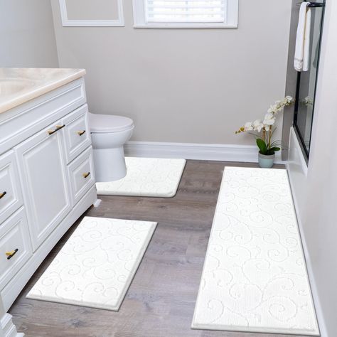 PRICES MAY VARY. Boho Microfiber Bathroom Rug Sets 3 Piece: HEBE bath mat set of 3 (24x20inches toilet mat + 26x18 inches small bath mat + 48x18 inches bathroom mat runner) are made of 0.78-inch height soft microfiber fibers,which bring your barefoot the ultimate comfort feels. Bath mats 3 piece set can not only meet all the needs of home (toilet, bathroom, bed room, dresser, etc ), but also be the great gift ideas for Christmas, Thanksgiving, Father's Day, Mother's Day, New Year,etc. Super Wate Big Bathroom Ideas, Bathroom Rug Ideas, Room Dresser, Small Bath Mat, Rugs Washable, Bathroom Mat Sets, Bath Store, Big Bathroom, Toilet Bathroom