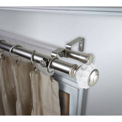 Darby Home Co Nisbet Double Curtain Rod & Hardware Set Size: 3" H x 170" W x 6.75" D, Colour: Satin Nickel Traditional Curtain Rods, Double Curtain Rod, Double Rod Curtains, Double Curtains, Curtain Hardware, Rod Set, Steel Rod, Design Products, Curtain Rod