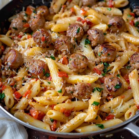 Italian Sausage Pasta Sliced Sausage Pasta, Pasta Italian Sausage Recipes, Spaghetti With Sausage Recipes, Leftover Italian Sausage Recipes, Italian Sausage Link Recipes, Italian Sausage Meals, Recipes With Italian Sausage Links, Sausage And Pasta Recipes, Italian Sausage Pasta Recipes