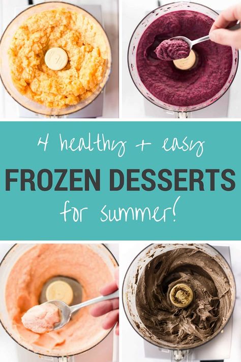 Fruit Desserts Healthy, Desserts For Summer, Healthy Fruit Desserts, Sorbet Ice Cream, Desserts Healthy, Healthy Easy, Food Processor, Healthy Dessert Recipes, Frozen Desserts