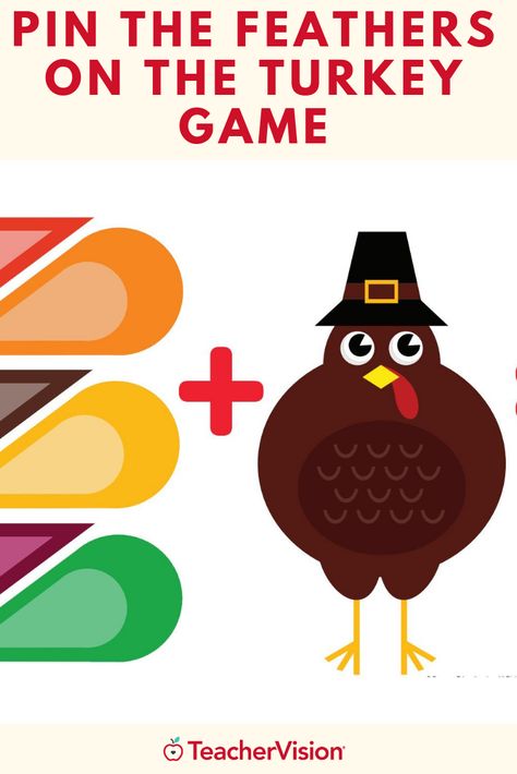 Print this Thanksgiving game to play with your students! Pin The Feather On The Turkey Game, Pin The Tail On The Turkey, Turkey Games, Fun Thanksgiving Games, Thanksgiving Lessons, Pin The Tail, Game To Play, Fall Fest, Turkey Thanksgiving