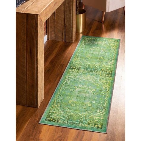 Bungalow Rose Bowning Oriental Power Loom Performance Green Rug | Wayfair All Modern Rugs, Urban Rustic, Rugs Uk, Green Area Rug, Modern Kilim, Medallion Design, Modern Shop, Green Area Rugs, Spring Green