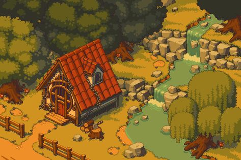 Cabin Pixel Art, Farming Game, Gaming Environment, Pixel Art Landscape, Bg Design, Pixel Animation, Pixel Art Tutorial, 8bit Art, Cool Pixel Art