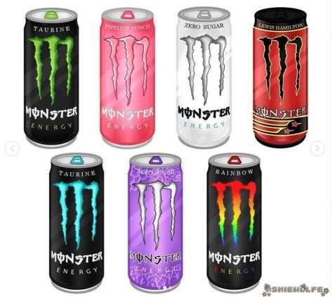 Monster Energy Drinks, Cycle Stickers, Soda Can Art, Pink Drawing, Anime Drawing Sketches, Monster Crafts, Monster Energy Drink, Monster Stickers, Drawing Accessories