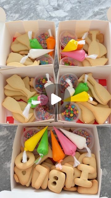 Celebrate by ML on Instagram: "Decorating cookie kits! Best party activity and party favor in one box!! #cookiekits #decoratingcookies #partyfavors #partyactivities #celebratebyml #packingorders" Diy Cookie Decorating Kit, Kids Birthday Food, Cookie Kits, Cookie Decorating Kit, Cookie Decorating Kits, Cookie Kit, Cookie Favors, Diy Cookie, Best Party