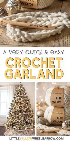 Who says DIY Christmas decorations can't look classy? Crochet projects are a great place to start if you're looking for easy craft ideas, and who wouldn't want this beautiful DIY Christmas garland? This DIY craft would look fantastic in any farmhouse Christmas theme decor! Did I mention you can make this in under 30 minutes? Christmas Theme Decor, Crochet Christmas Garland, January Decor, Classy Crochet, Diy Christmas Garland, Crochet Garland, Easy Craft Ideas, Look Classy, Christmas Crochet Patterns