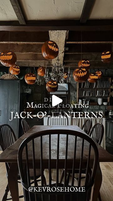 C H E L S E A | 𝖜𝖊𝖑𝖈𝖔𝖒𝖊 𝖙𝖔 𝐇 𝐎 𝐔 𝐒 𝐄 𝐋 𝐀 𝐍 𝐃 𝐄 𝐑 on Instagram: "DIY Magical Floating Jack-O’-Lanterns 🎃
 
Tell me these aren’t the perfect way to decorate our stone-castle-inspired kitchen for spooky season?! Huge shoutout to @ookhardware for leaving us hanging on this one…in a good way! Their selection of hanging solutions always makes it super easy for me to find something that will 𝒓𝒆𝒂𝒍𝒍𝒚 work for my projects and not settle for just “whatever works,” so I was thrilled to partner with them for this Halloween craft. 
 
This project would’ve been a nightmare in our home without their cup hooks to hang these from our ceiling securely and frustration free. Adhesive options are nice but, in our experience, when you’re working with textured walls, wood beams, and tin Dollar Tree Halloween Decor, Stone Castle, Tin Ceilings, Dollar Tree Halloween, Cup Hooks, Halloween Decorating, Halloween Craft, Tin Ceiling, Instagram Diy