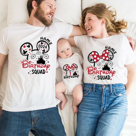 ** KEY FEATURES Custom Birthday Squad Shirt, Name Birthday Shirt, Custom Disneyland Shirts, Personalized Disneyworld Family Shirts,Birthday Family Matching  ** ABOUT US: If you are you looking for a customized comfy, soft and lovely apparels\ welcome our store !! For your questions, please feel free to message. We will get back to you asap.  ** HOW TO ORDER: You can easily place an order! Dont forget to check the color, size and description of this listing. - Choose the size and color from the f Birthday Squad Shirts, Disney Ideas, Disneyland Shirts, Mickey Birthday, Minnie Birthday, Ideas Casa, Disney Birthday, Squad Shirt, Family Christmas Shirts