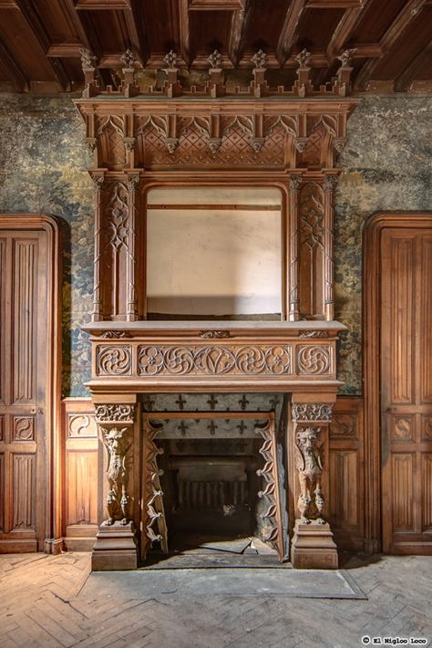 Castle Fireplace Medieval, Fireplace Architecture, Castle Fireplace, Baroque Interior Design, Fireplace Facade, Mantel Design, Dining Room Remodel, Old Fireplace, Unusual Homes