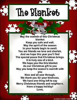 Strong Armor: Gift Idea - Christmas Blanket Neighborhood Gifts, Christmas Neighbor, Neighbor Christmas Gifts, Christmas Poems, Neighbor Gifts, Christmas Blankets, Homemade Christmas, Christmas Projects, Diy Christmas Gifts