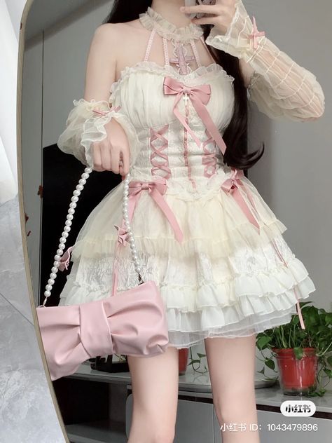 Coquette Dresses Pink, Pink Dresses Coquette, Pink Coquette Dress For Spring, Pink Dress Aesthetic Korean, Pink Coquette Dress With Ruffles, Kawaii Outfit Ideas, Prom Dresses Long Pink, Aesthetic Fits, Fairytale Dress