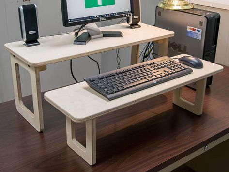 image 0 Computer Desk Ideas, Custom Computer Desk, Standup Desk, Wood Standing Desk, Build Your Own Computer, Diy Standing Desk, Desk Redo, Diy Computer Desk, Standing Desk Converter