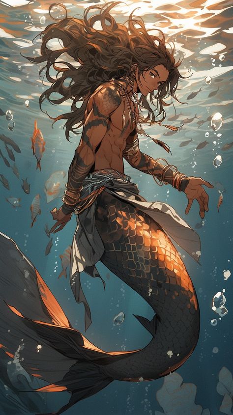 Mermaid Male Oc, Merman Fanart, Man Mermaid, Mermaid Male, Male Mermaid Art, Sea Man, Male Siren Art, Mermen Art, Mer People