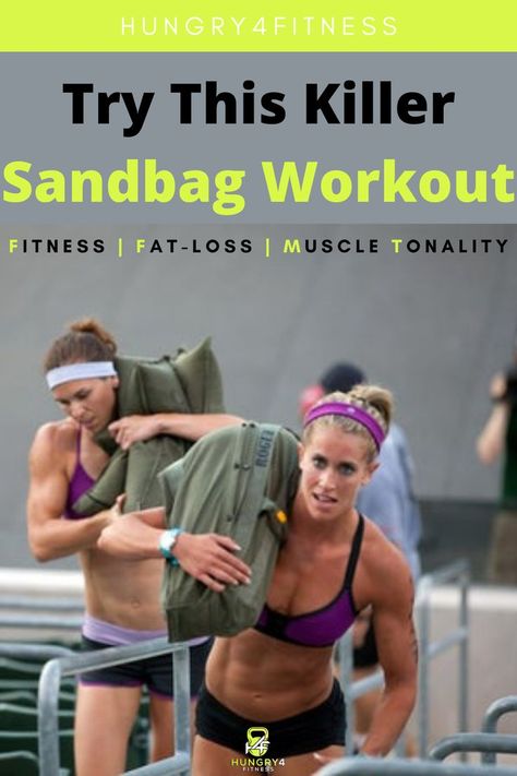 A CrossFit athlete carrying a sandbag. Weekly Gym Workouts, Sandbag Workout, Sandbag Training, Morning Workout Routine, Functional Workouts, Compound Exercises, Muscles In Your Body, Knee Exercises, Postnatal Workout