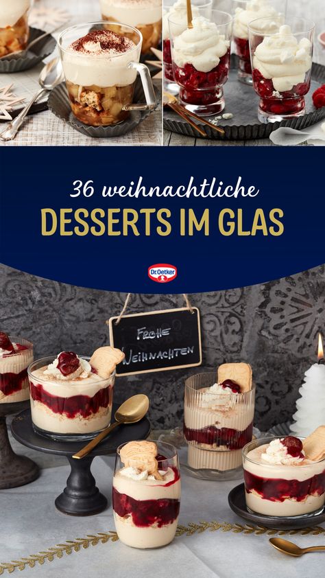 Für eine Inspiration zu Weihnachten - ob frisch und fruchtig oder süß und cremig - können die Weihnachtsdessert Rezepte aus der Dr. Oetker Versuchsküche sorgen. Dr. Oetker Rezepte, weihnachtliche Desserts, Weihnachtsessen Dessert, weihnachtliche Nachspeise, Weihnachtsdesserts im Glas, einfache Weihnachtsdesserts, schnelle Weihnachtsdesserts, die besten Weihnachtsdesserts, leckere Weihnachtsdesserts, weihnachtliche Nachspeise Desserts Im Glas, Dessert Party, Gourmet Desserts, Dessert Buffet, Köstliche Desserts, Christmas Appetizers, Party Desserts, Dessert For Dinner, Christmas Desserts