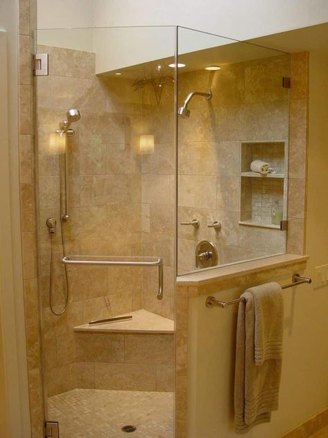 Everything You Need To Know About New Bathtubs Do It Yourself #bathroomideassmallspace #bathroomremodelprogress #bathroomrenovationguide #BathtubAlcove Popular Bathroom Designs, Half Wall Shower, Half Walls, Best Modern House Design, Small Showers, Corner Shower, Small Bathroom Design, Shower Remodel, Bathroom Renos