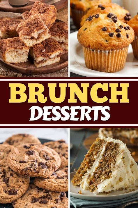 Finish off your brunch with these amazing brunch desserts! From coffee cake to cheesecake to lemon bars, these treats are the best part of the meal! Cakes For Brunch, Cake For Brunch Party, Brunch Ideas Sweet Desserts, Sweets For Brunch, Dessert Brunch Ideas, Dessert For Brunch, Brunch Sweet Ideas, Brunch Dessert Ideas Easy, Brunch Desserts Ideas