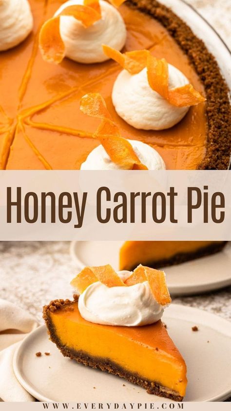 Carrot Cake Tart, Dessert With Carrots, Weird Pie Recipes, Carrot Desserts Recipes, Unique Carrot Recipes, Carrot Baking Recipes, Thanksgiving Unique Recipes, Carrot Cake Pie, Sweet Carrot Recipe