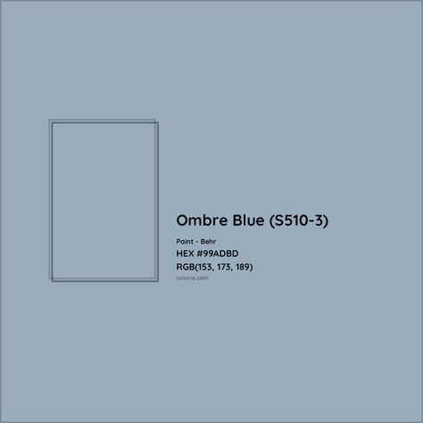 Behr Ombre Blue (S510-3) Paint color codes, similar paints and colors Behr Ombre Blue, Blue Kitchen Paint Colors, Blue Kitchen Paint, Munsell Color System, Blue Paint Color, Analogous Color Scheme, Paint Color Codes, Rgb Color Codes, Behr Colors