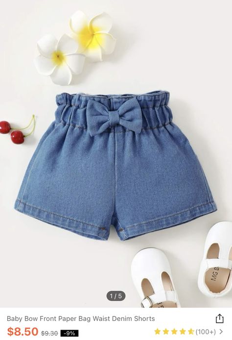 Short Jeans Baby, Short Jeans Infantil, Smocked Baby Girl Dresses, Short Infantil, Girls Smocked Dresses, Baby Jeans, Baby Bottoms