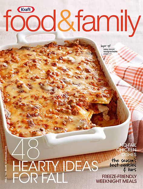 Steward of Savings : FREE Subscription to Kraft Food & Family Magazine! Ravioli Lasagna Bake, Baked Lasagna Recipe, Bake Turkey Wings Recipe, Lasagna Bake, Easy Ravioli, Baked Turkey Wings, Ravioli Lasagna, Ravioli Bake, Food F