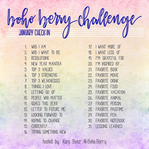 Journaling Challenge, Boho Berry, Daily Journaling, Journal Challenge, Art Journal Prompts, One Word Art, Beachbody Coach, Pen Pals, Monthly Themes