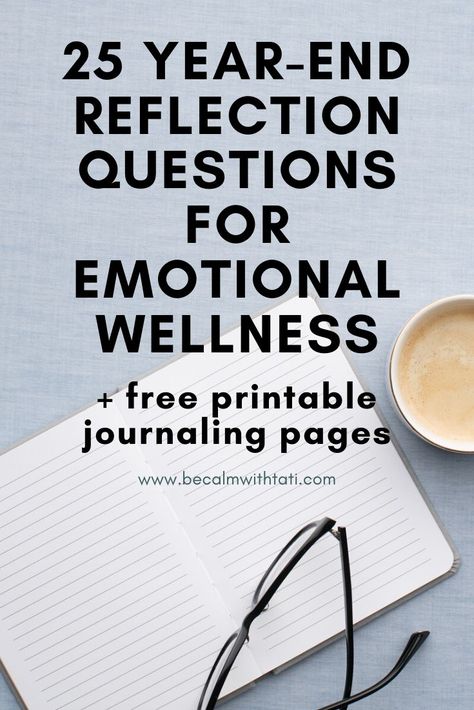 The new year is upon us! Check out my 25 year-end reflection questions aimed towards emotional wellness to help you reflect upon this past year: what went well, and what you can improve upon. #newyear #reflectionquestions #printablepdf #journalprompts Questions To Reflect On Past Year, Year End Reflection, Year Reflection, 2020 Vision, Health Blogger, Reflection Questions, Mindfulness For Kids, Mental Health Resources, Personal History