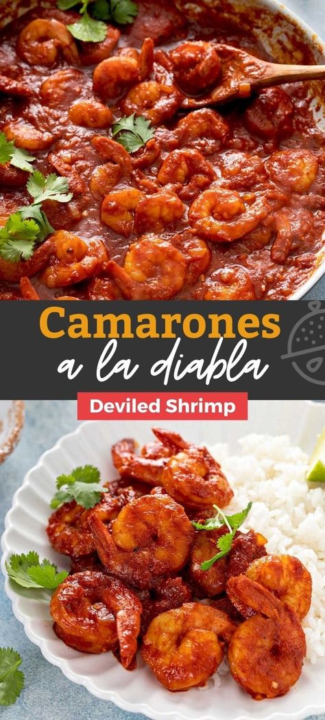 Shrimp Camarones Recipe, Chicken A La Diabla, Deviled Shrimp Mexican, Diablo Shrimp Tacos, Mexican Seafood Dishes, Shrimp Ala Diabla, Shrimp Diabla Mexican, Mexican Food Recipes With Shrimp, Shrimp Spicy Recipes