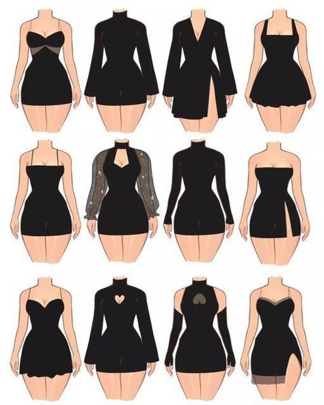 Drawing Tops Female, Base Drawing Clothes, H Cup Outfits, Clothing Design Sketches Dress, Dress Shapes For Body Types, This Dress On Your Oc, Designing Clothes Sketches, Short Dresses Drawing, Desings Clothes Aesthetic