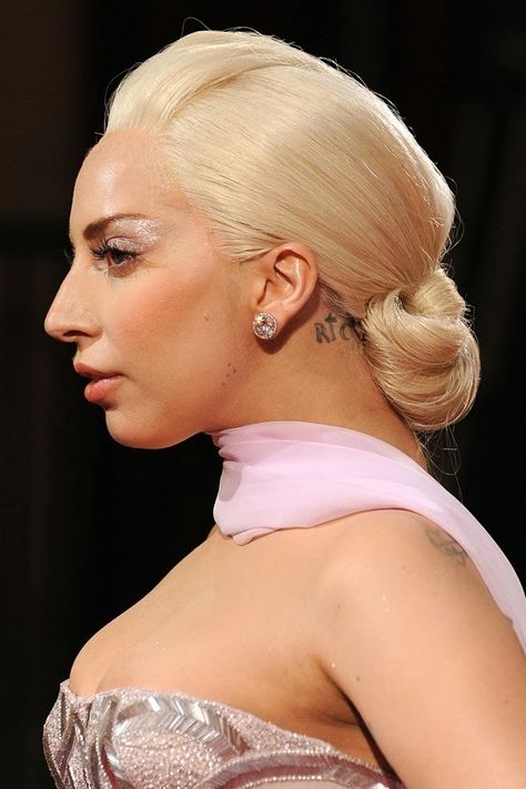 Lady Gaga Face, Strong Chin, Messy Hair Updo, Big Nose Beauty, Celebrity Wigs, Face Profile, Sleek Updo, Messy Updo, Female Profile