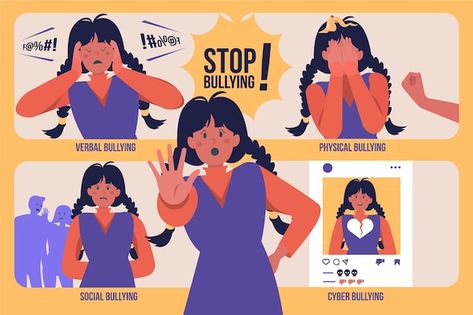 Stop Bulling, Teaching Emotions, Diy Birthday Gifts For Friends, Vector People, Event Poster Design, Slogan Design, Book Illustration Art, Online Safety, Learning Graphic Design