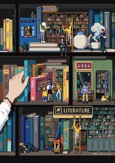 Random Illustrations on Behance Library Drawing, 심플한 그림, Illustration Art Girl, Pinturas Disney, My Books, Book Projects, Book Nooks, Book Aesthetic, 그림 그리기