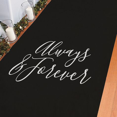 December Wedding Ceremony Decor, All Black Wedding Reception, Black Wedding Ceremony, Black Aisle Runner, Isle Runners, Wedding Votives, Ceremony Readings, Decor Checklist, Aisle Runner Wedding