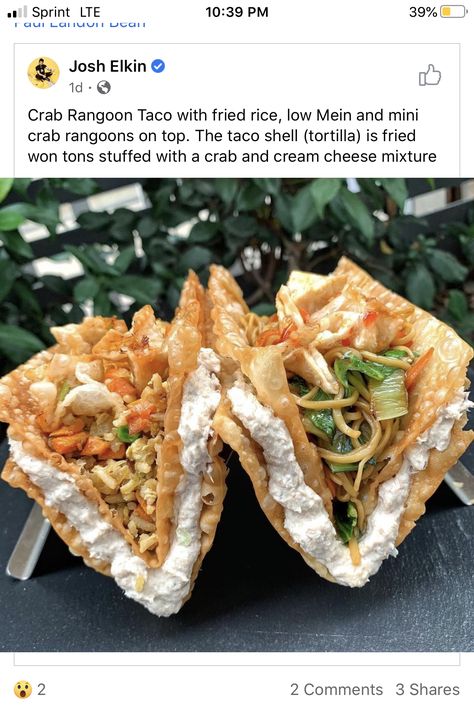 Crab Rangoon Tacos, Low Mein, Crab And Cream Cheese, Crab Rangoons, Taco Shell, Best Seafood Recipes, Crab Rangoon, Food Recepie, Food Videos Cooking