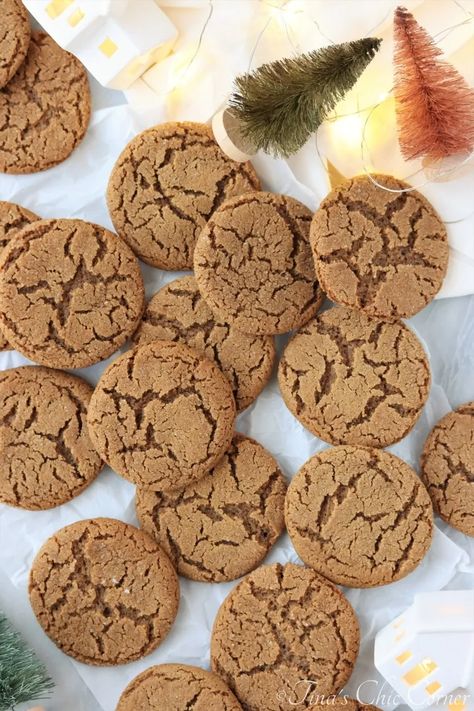 Gingerbread Drop Cookies (Redux) – Tina's Chic Corner Christmas Drop Cookies, Gingerbread Drop Cookies, Chocolate Kiss Cookies, Christmas Cookie Baking, Drop Cookie, Drop Cookie Recipes, Peanut Butter Cup Cookies, Kiss Cookies, Kinds Of Cookies