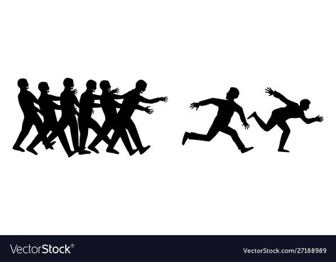 Silhouette human run escape from zombies group Vector Image Zombie Running, Guarded Heart, Zombie Silhouette, Zombies Run, Person Silhouette, Running Silhouette, Halloween Theme, Stick Figures, Business Names