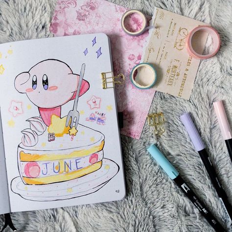 LEA THWAITES 🌸 on Instagram: “Happy LATE #scrappywednesday!  This is by far my favorite setup of this year! I had so much fun with this #Kirby theme, it was the easiest…”