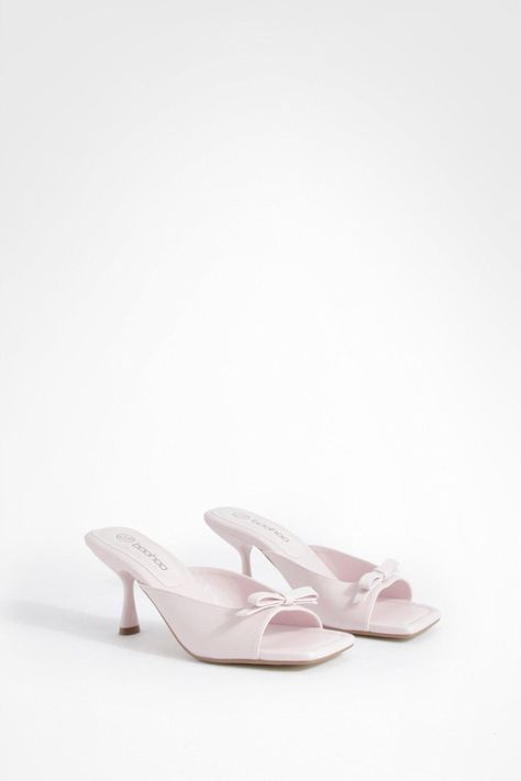 Womens Bow Detail Heeled Mules - Pink - 10 - Looking for summer-style inspo? We are so obsessed with these dreamy heeled sandals—ideal for summer, these versatile shoes open with a strap over the foot and around the ankle. The heel can vary in size, but they will elongate the legs by adding height whichever pair you pick. Hit refresh on your summer footwear with our versatile range of heeled sandals, available in colors, patterns and fabrics to add the finishing touches to any outfit. We've got Summer Footwear, Versatile Shoes, White Sandals Heels, White Heels, Dream Shoes, Shoe Obsession, Bow Detail, Heeled Sandals, Shoe Game