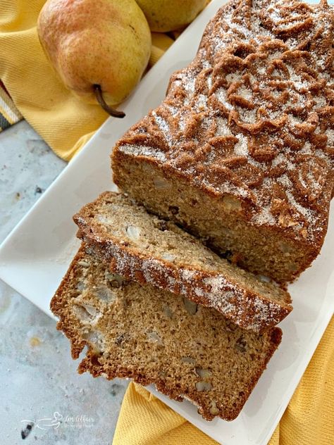 Pear Bread - Perfectly Spiced (10/14/23 excellent, added some cardamom) Pear Quick Bread, Puff Pastry Waffles, Pear Loaf, Blueberry Sweet Rolls, Pear Bread, Pear Dessert, Frozen Bread Dough, Pear Cake, Fruit Bread