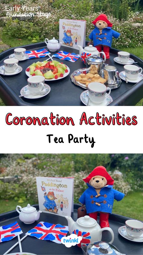 Great Kings Coronation ideas eyfs a lovely coronation tea party! For more ideas click the pin. Thanks to Joanie and Jacks Childminding Paddington Tea Party, Coronation Tea Party, Culture Fair Ideas, Kings And Queens Eyfs Activities, Coronation Party Ideas, Coronation Crafts, Food Games For Kids, Coronation Ideas, English Kindergarten