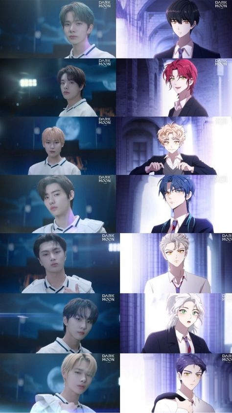 Darkmoon Enhypen Characters, Enhypen Dark Moon Character, Enhypen Webtoon Character, Webtoon Male Character, Enhypen Dark Moon Webtoon, Dark Moon Characters, Dark Moon Manhwa, Anime Enhypen, Dark Moon Aesthetic