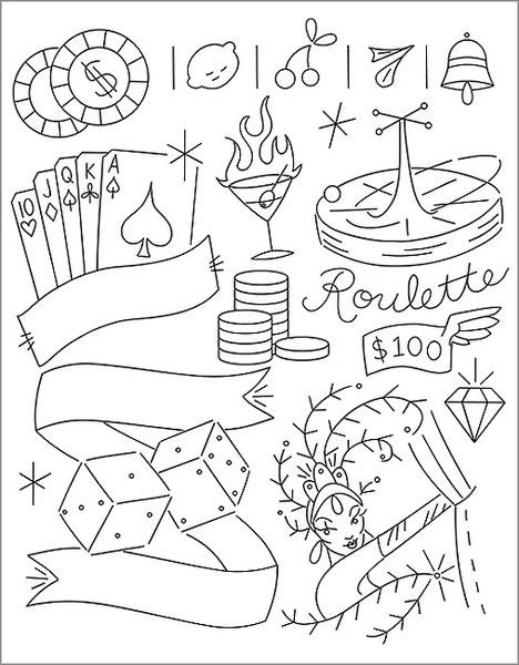 Vegas Tattoo, Retro Embroidery, Roulette Wheel, Lazy Daisy Stitch, Doodle Tattoo, Redwork Embroidery, Embroidery Patterns Vintage, Embroidery Patterns Free, Tattoo Pattern