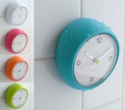 Get a Bathroom Clock and Limit Your Time Spent There! Bathroom Clocks, Bathroom Wall Clocks, Turquoise Bathroom, Waking Up In The Morning, Bathroom Clock, Digital Showers, Wall Drawing, Mirror With Shelf, Unique Bathroom