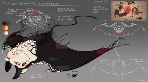 Typhoon Behemoth - Mantaray Grimm concept by PHPArtz on DeviantArt Rwby Grimm, Monster Artwork, Rwby Comic, Beast Creature, Creature Artwork, Fiction Idea, Kaiju Monsters, Monster Concept Art, Fantasy Monster