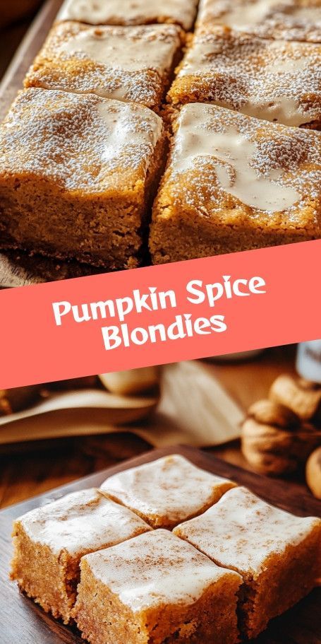 Pumpkin Spice Blondies Recipe | Perfect Fall Dessert Indulge in the cozy flavors of autumn with our scrumptious Pumpkin Spice Blondies. These moist treats, infused with warm spices, are a unique twist on a classic dessert—ideal for any fall gathering. Easy to bake and even easier to enjoy! Pumpkin Blondies Recipe, Easy To Bake, Blondies Recipe, Fall Gathering, Cozy Moments, Fall Dessert, Classic Desserts, Autumn Flavors, Fall Desserts