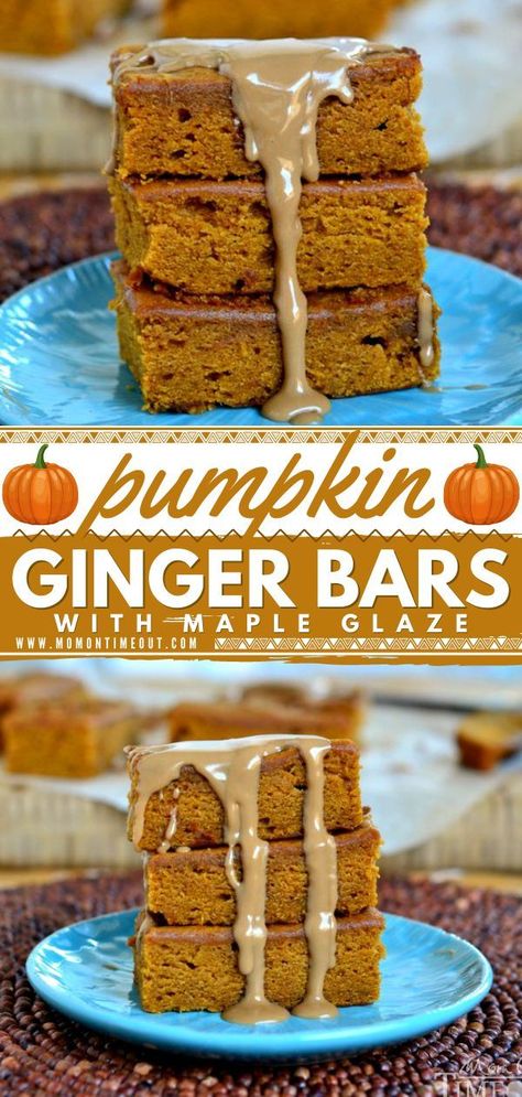 Ginger Bars, Pumpkin Breakfast Recipes, Desserts With Few Ingredients, Pumpkin Recipes Easy, Fall Baking Recipes, Quick Dessert Recipes, Easy Autumn Recipes, Easy Halloween Food, Pumpkin Bars