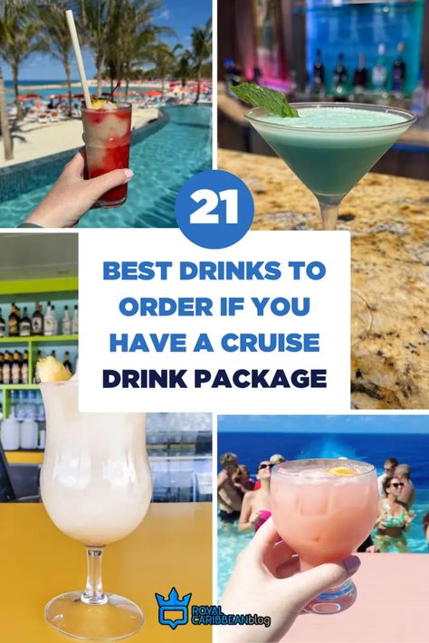 21 best drinks to order if you have a cruise drink package | Royal Caribbean Blog Drinks To Order On A Cruise, Royal Caribbean Drinks Cocktails, Royal Caribbean Cruise Tips, Cruise Cocktails, Cruise Theme Parties, Cruise Drinks, Royal Carribean Cruise, Cruise Tips Royal Caribbean, Caribbean Drinks